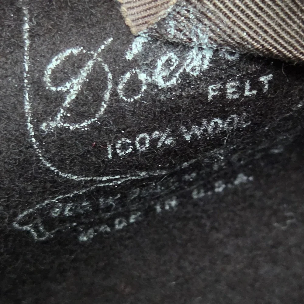 Vintage Adolfo II Doeskin Wool Felt Fedora Wide Brim Hat Brown Wrap Scarf 70s